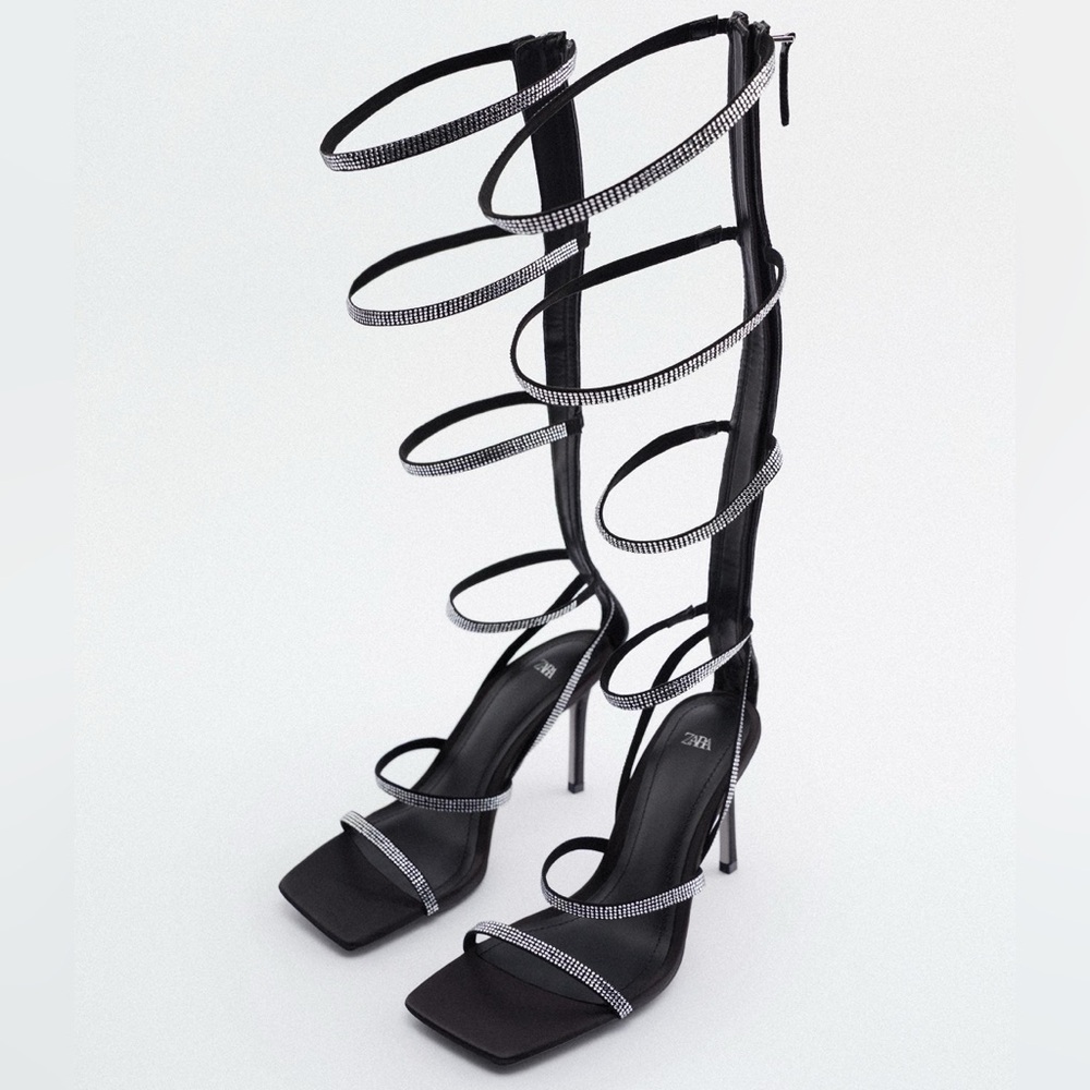 Zara Rhinestone High Heel Gladiator Sandal